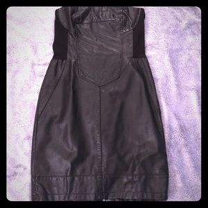 Mini Faux Leather Strapless Dress